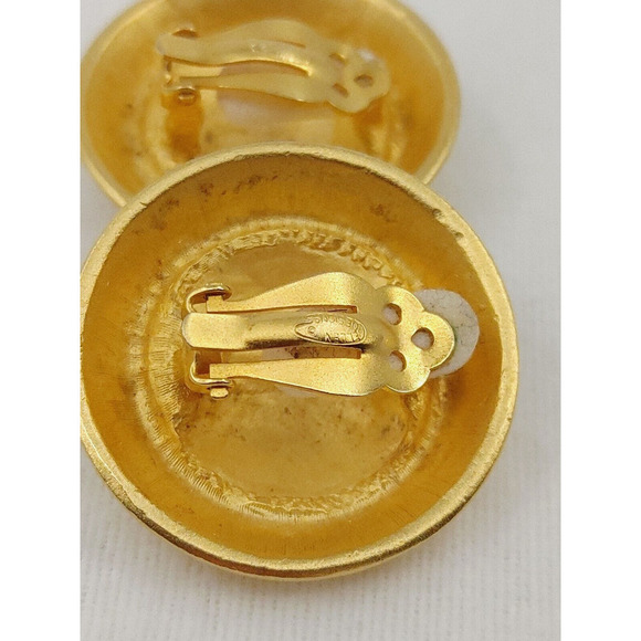 Vintage Ellen Designs Anchor Earrings Canal De Vieux Gold Tone Sailor Chunky - Picture 9 of 13